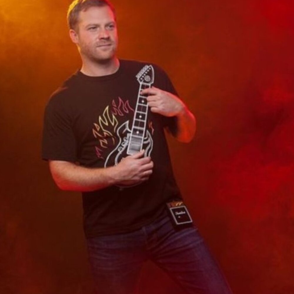 Playable Electronic Rock Guitar Black T-Shirt Top